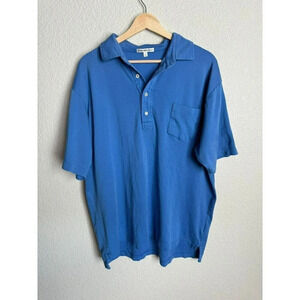 Peter Millar Polo Shirt Size Large Blue Short Sleeve Cotton Casual Golf
